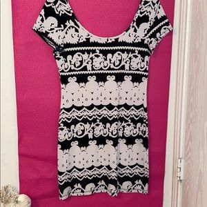 Black and White Printed Mini dress